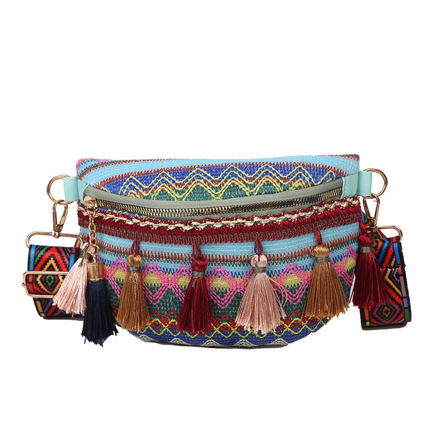 Tassel Ethnic Style Women Waist Packs Adjustable Strap Variegated Color Fanny Pack with Fringe Decor Waist Bags Travel