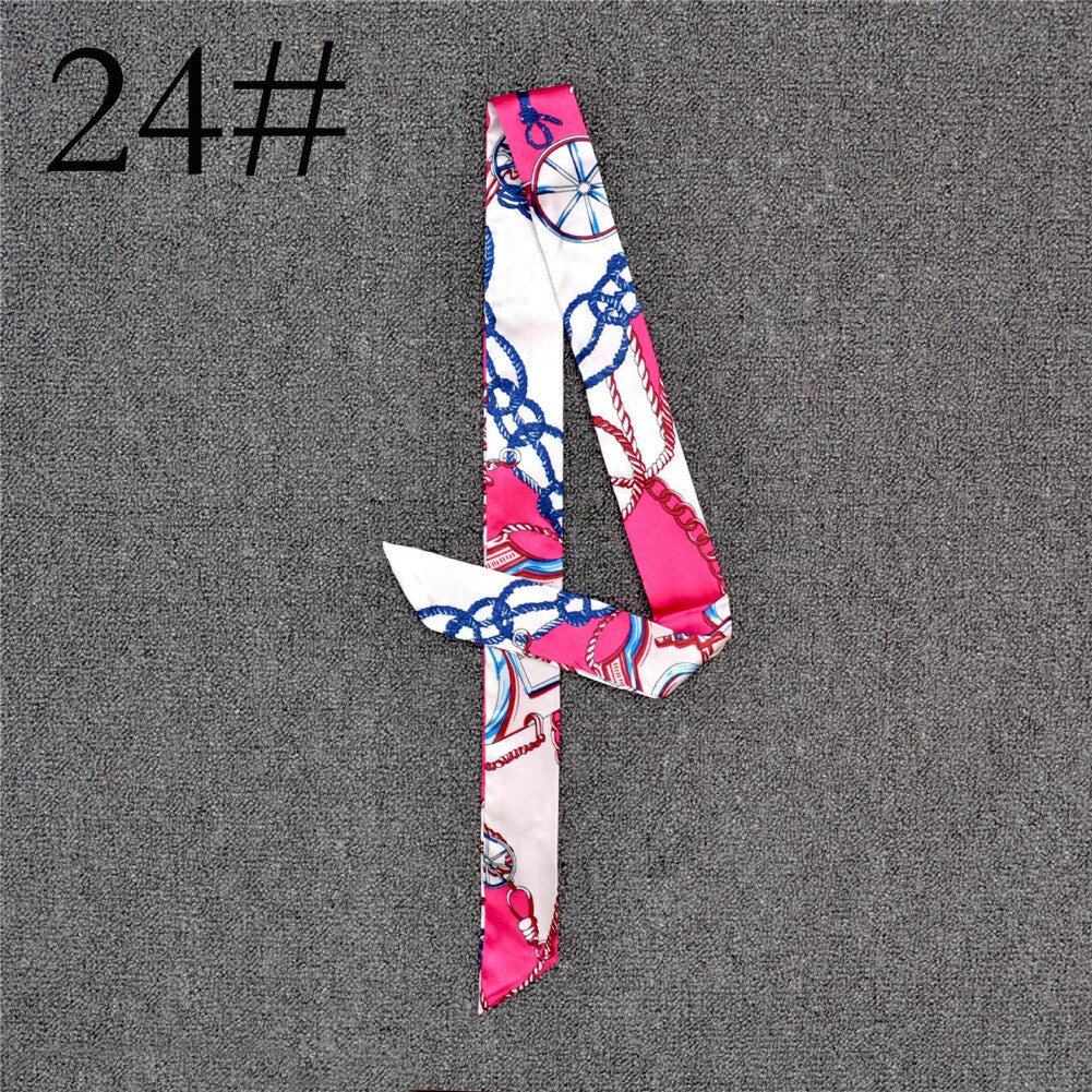 New Silk Small Women Fashion Scarf Hair Band Bags Handle Decoration Tie Multifunction Hand Ribbon Scarf Multifunctional