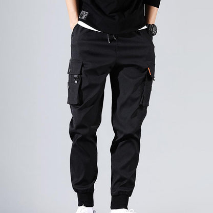 Fashion Men Pants Solid Color Thin Male Men Beam Feet Cargo Pants for Daily Life