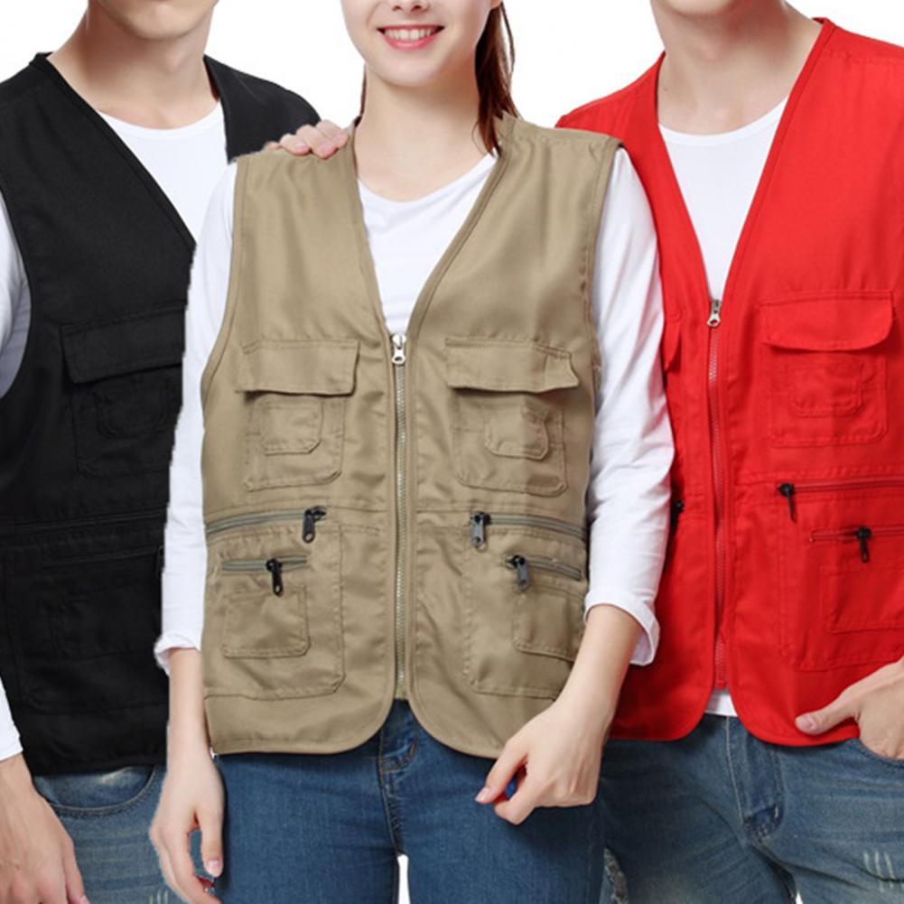 Fishing Jacket Quick-drying Vest Men Waistcoat Solid Color V Neck