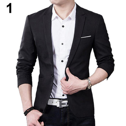 Business  Male Suits Slim Formal Formal Dress Waistcoat  One Button Lapel Long Sleeve Pockets Top Male blazer suit  بلايز