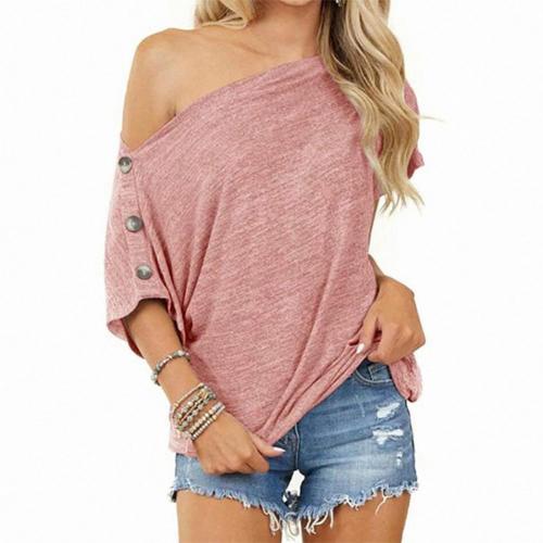 Loose Women T-Shirt Tops Off Shoulder Cotton Blend Off Shoulder Top T Shirt Summer