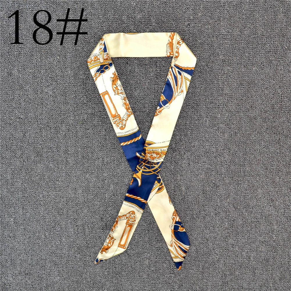 New Silk Small Women Fashion Scarf Hair Band Bags Handle Decoration Tie Multifunction Hand Ribbon Scarf Multifunctional