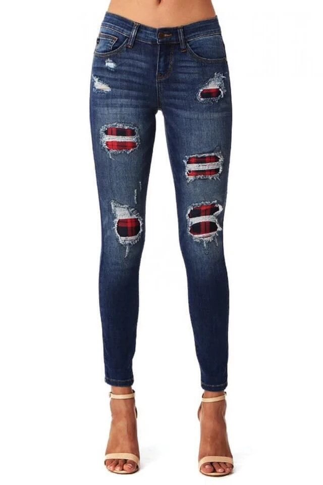 New women ripped leopard print jeans Fashion stretch Skinny denim pencil pants S-2XL