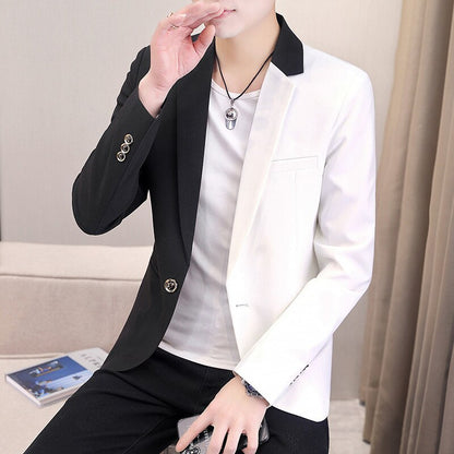 Men Fashion Dual-Color Patchwork Trendy Handsome Blazer Jacket