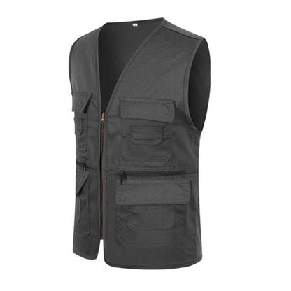 Fishing Jacket Quick-drying Vest Men Waistcoat Solid Color V Neck