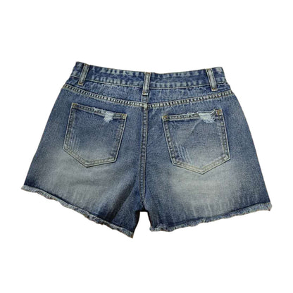 Women&#39;s Short Denim Jeans High Waist Bleached Ripped Holes Shorts Leisure Denim Pants Garment for Female Summer Wear