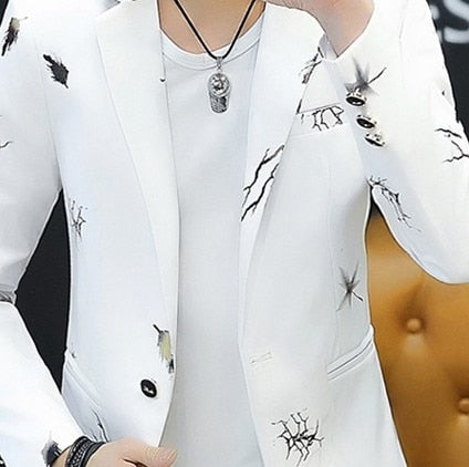 Men Fashion Slim-fit Blazer color Casual Spring Print suit jacket