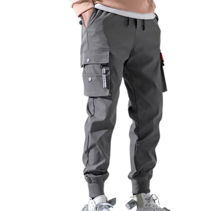 Fashion Men Pants Solid Color Thin Male Men Beam Feet Cargo Pants for Daily Life