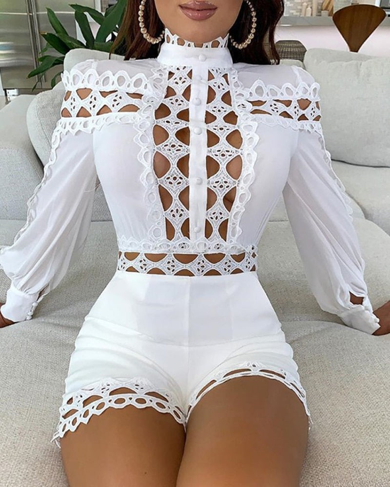 Sexy Fashion Playsuits Women Long Sleeve Skinny Nightclub Overall