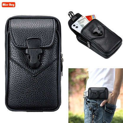 Universal Double Bag for iPhone, Samsung, Huawei etc, Belt Leather Pouch