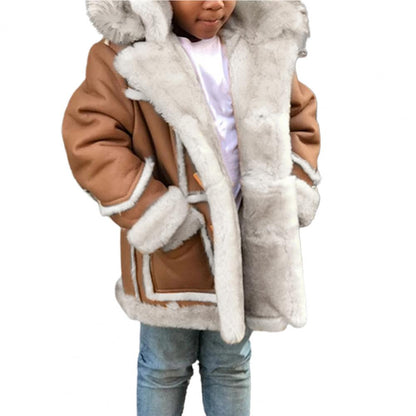 Faux Fur Jacket Boys Clothing Vintage Patchwor Jacket Coat long Tulututu plus