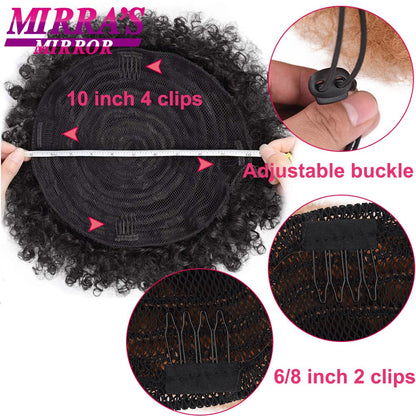 Afro Puff Drawstring Ponytail Hair 10 Inch Short Afro Kinkys Curly Afro Bun Extension Hair