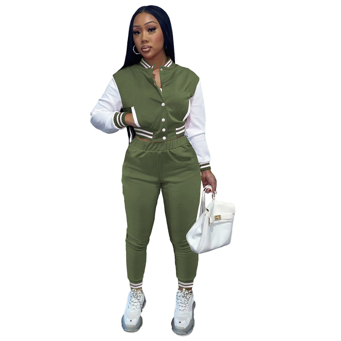 Patchwork Baseball Tracksuit 2 Two Piece Set Women Outfits Sport Varsity Jacket jogging Pants Track Suits Streetwear Matching