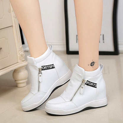 Akexiya Winter Fashion Sneakers Platform Woman Autumn High Top Female Casual Shoes Wedge Side Zipper Fashion Warm Snow Sneakers