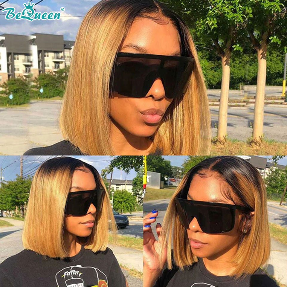 100% human, Highlight Wig Human Hair  Bob Wig Lace Front Human Hair Wigs