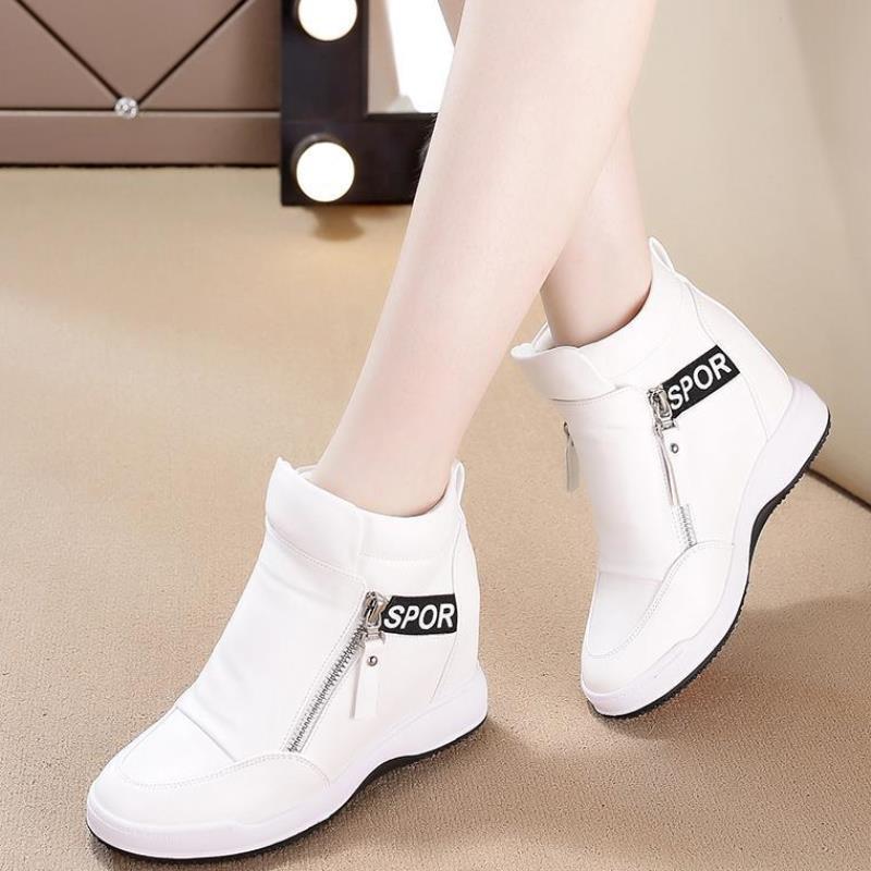 Akexiya Winter Fashion Sneakers Platform Woman Autumn High Top Female Casual Shoes Wedge Side Zipper Fashion Warm Snow Sneakers