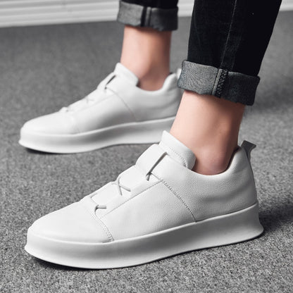 Men Leather Casual Shoes Slip on Loafers Shoes White Men Platform Shoes Fashion