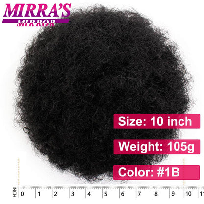 Afro Puff Drawstring Ponytail Hair 10 Inch Short Afro Kinkys Curly Afro Bun Extension Hair