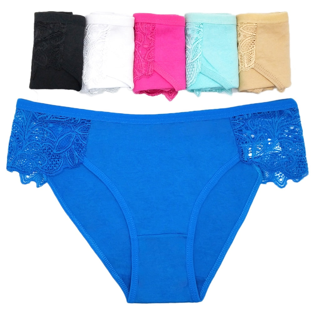 5 PCS/Set Sexy Lace Female Cotton Panties