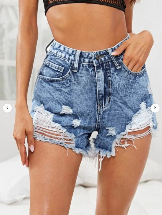 Women Sexy Ripped High Waist Vintage Denim Shorts – Tulututushop