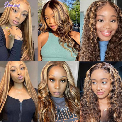 Highlight Wig Human Hair Honey Blonde Transparent Lace Wigs Remy T Part Brazilian Bone Straight Lace Front Human Hair Wigs