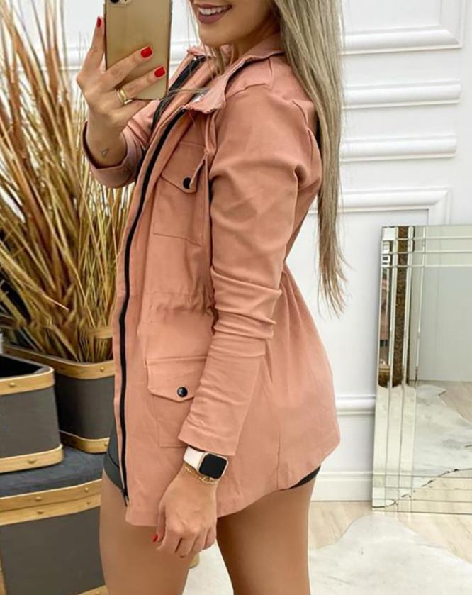 Clothes Women Fashion Pocket Zipper, Cargo Coat Jacket  Streetwear