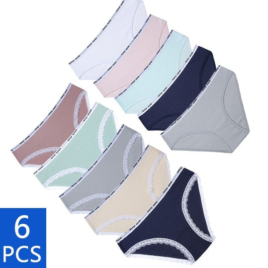 6Pcs Cotton Panties Women Sexy Comfortable Underwear Ladies