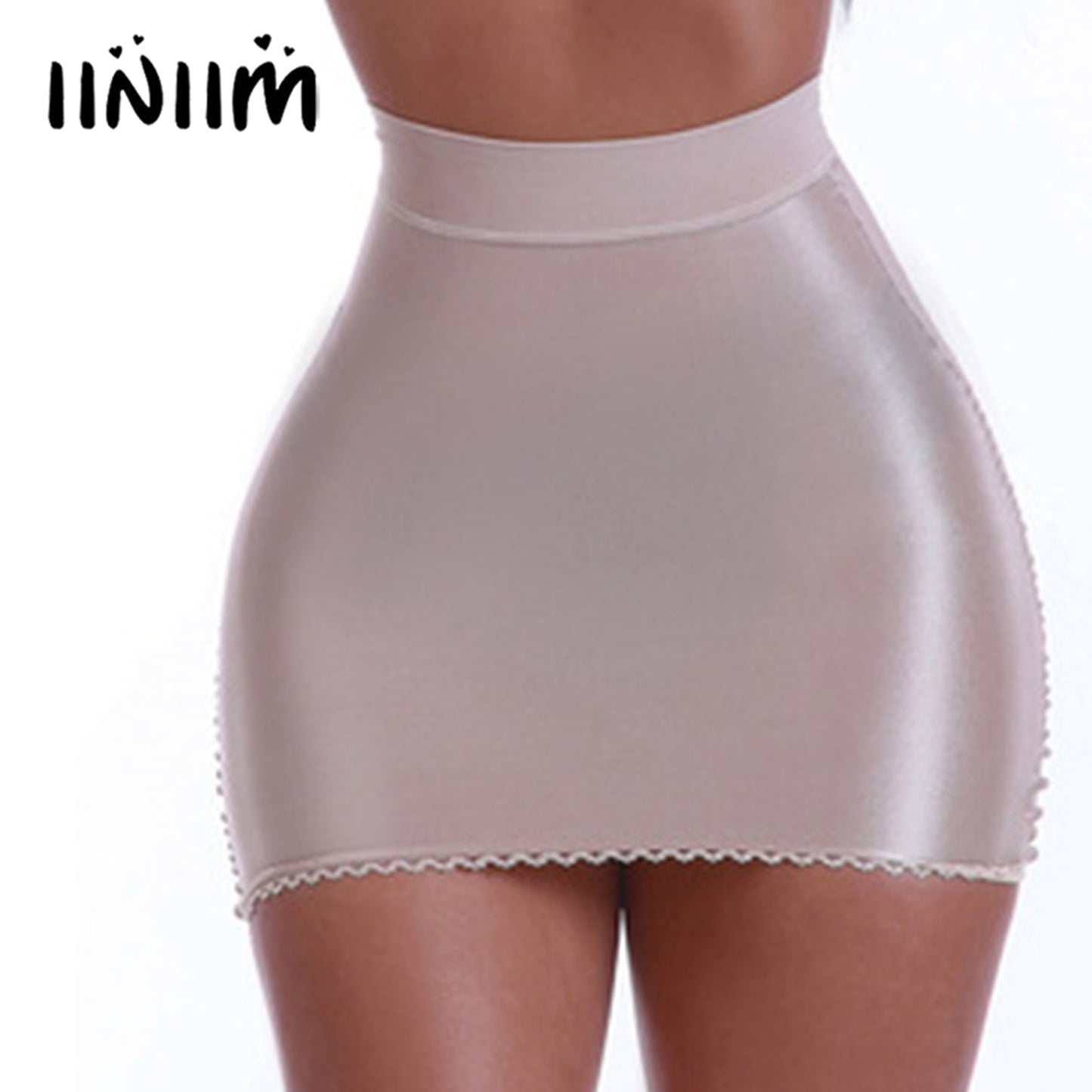 Women Lingerie Mini Skirt Glossy Bodycon Pencil Skirt Fashion Ladies Clubwear