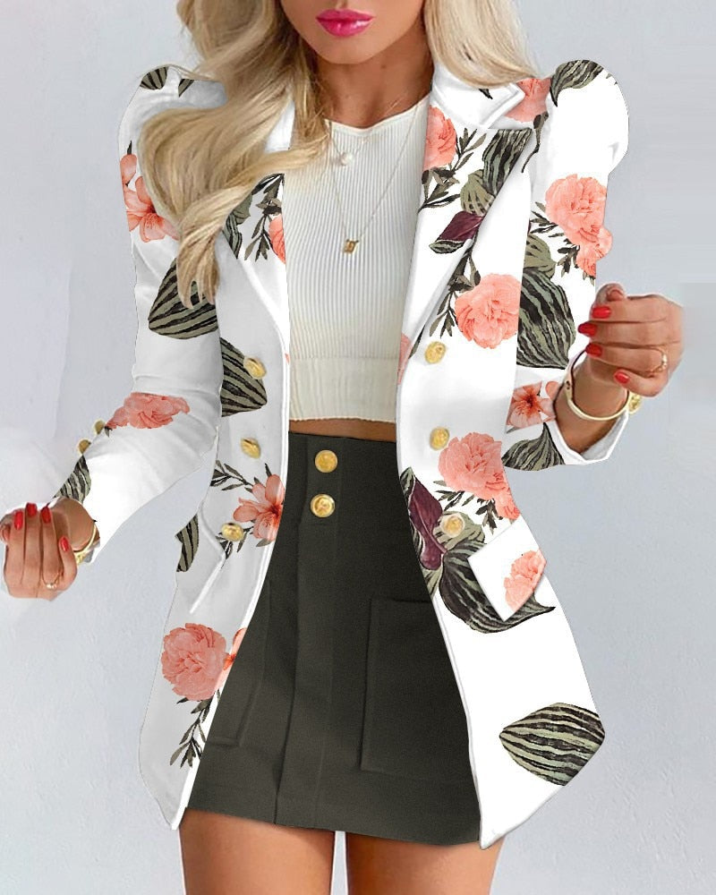 Office Lady Suit Long Sleeve Solid Color Jacket &amp; Mini Skirt Two-piece Set 2022 Spring Autumn New Female Casual Women Sets