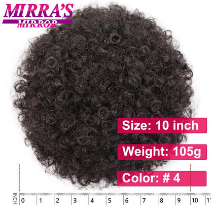 Afro Puff Drawstring Ponytail Hair 10 Inch Short Afro Kinkys Curly Afro Bun Extension Hair