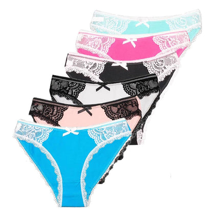 5 PCS/Set Sexy Lace Female Cotton Panties