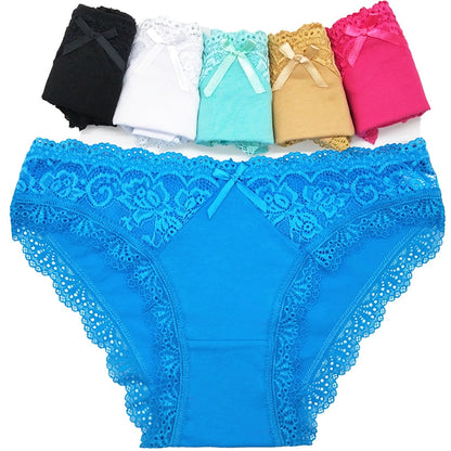 5 PCS/Set Sexy Lace Female Cotton Panties