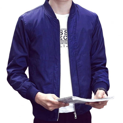 Men Jacket Long Sleeve Solid Color Zipper Cardigan Warm Stand Collar Casual Baseball Coats Jackets for men chaquetas hombre