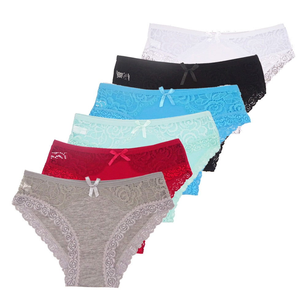 5 PCS/Set Sexy Lace Female Cotton Panties