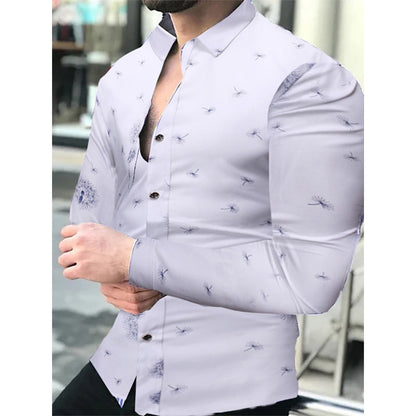 Luxury Social Men Shirts Turn-down Collar Buttoned Shirt Casual Lattice Print Long Sleeve