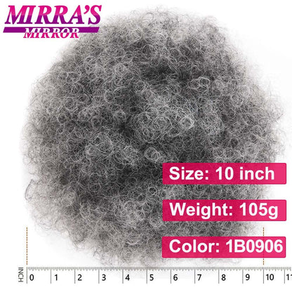 Afro Puff Drawstring Ponytail Hair 10 Inch Short Afro Kinkys Curly Afro Bun Extension Hair