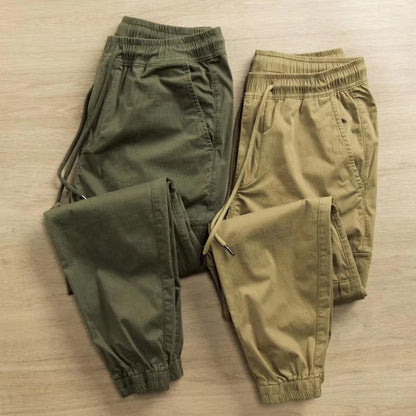 Joggers Men Cargo Pants Solid Color Breathable Drawstring Elastic