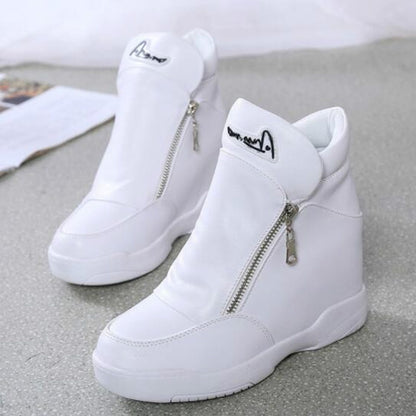 Akexiya Winter Fashion Sneakers Platform Woman Autumn High Top Female Casual Shoes Wedge Side Zipper Fashion Warm Snow Sneakers