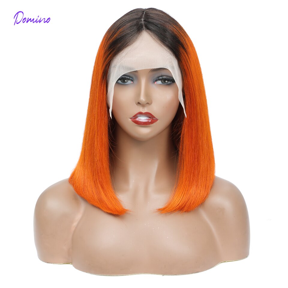 Domino Highlight Bob Wig Human Hair Brazilian Ombre Lace Closure Wig T Part Human Hair Wig Short Bob Human Hair Wig For Women