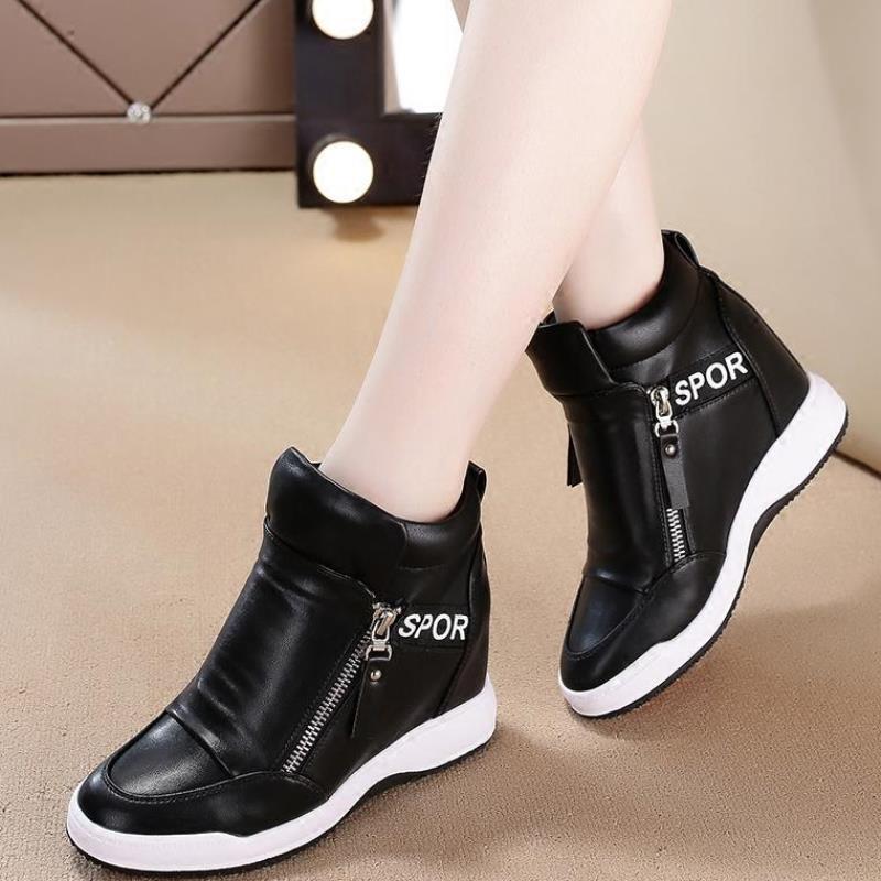 Akexiya Winter Fashion Sneakers Platform Woman Autumn High Top Female Casual Shoes Wedge Side Zipper Fashion Warm Snow Sneakers