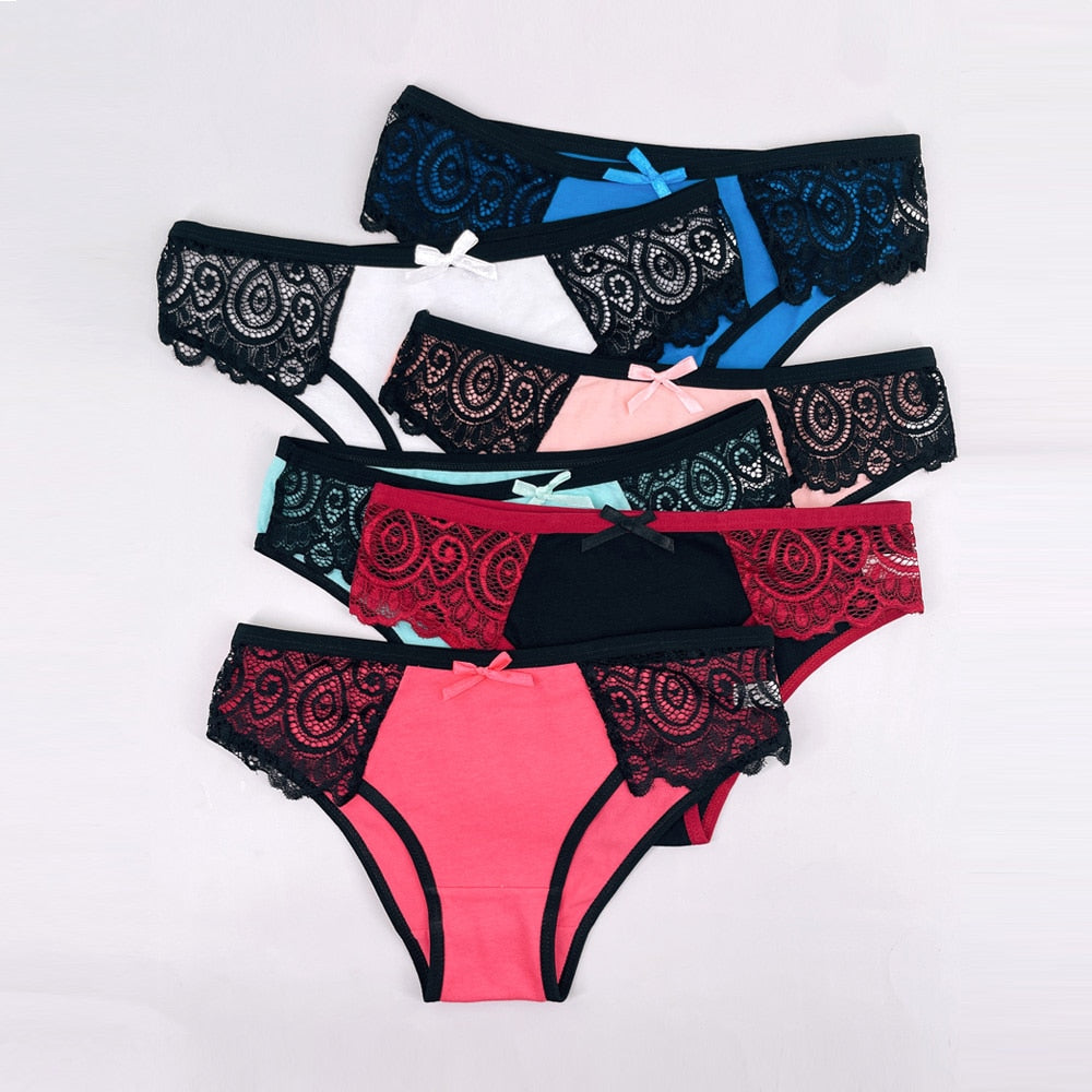 5 PCS/Set Sexy Lace Female Cotton Panties