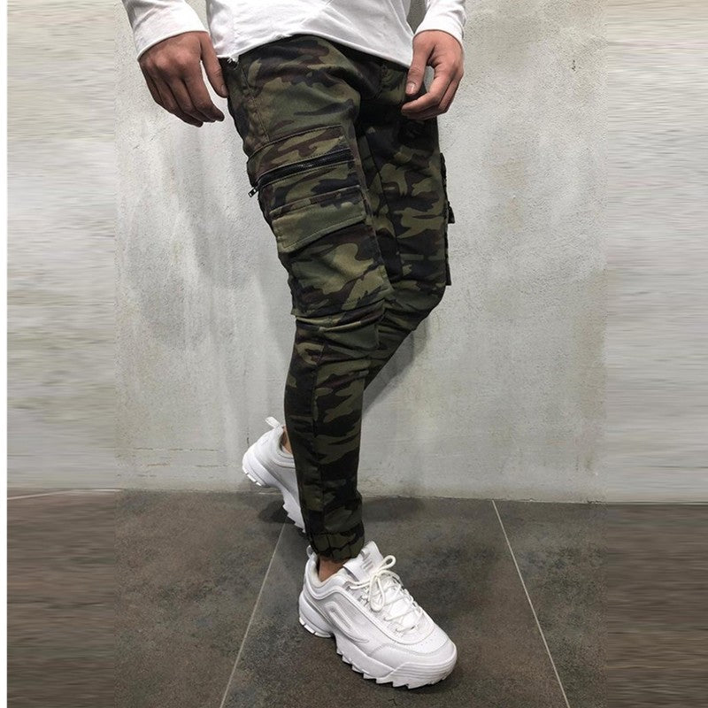 Men Fashion Joggers Camouflage Jeans Youth Personality Slim Trend Jeans Trousers