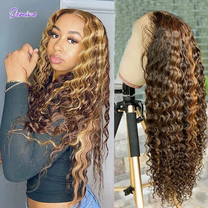 Highlight Wig Human Hair Honey Blonde Transparent Lace Wigs Remy T Part Brazilian Bone Straight Lace Front Human Hair Wigs