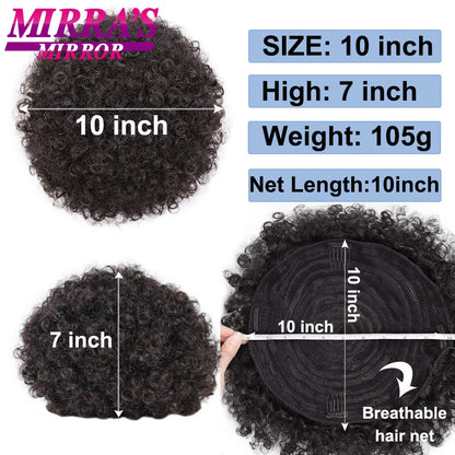 Afro Puff Drawstring Ponytail Hair 10 Inch Short Afro Kinkys Curly Afro Bun Extension Hair