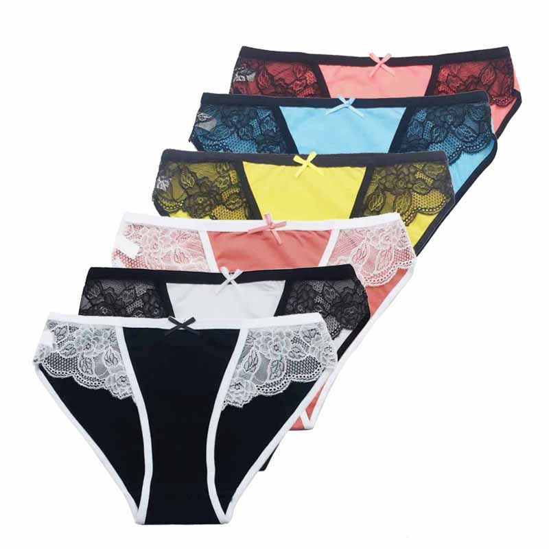 5 PCS/Set Sexy Lace Female Cotton Panties