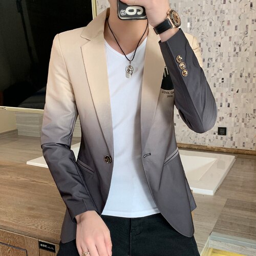 Tulututu Plus, Men Printed Suit Male Blazer Stand-up Collar Casual Suit Thin Jacket 3XL