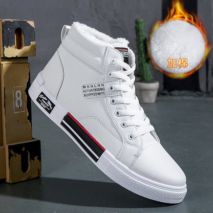 Men High-Top Skateboard Shoes Leather Casual Sneakers Male