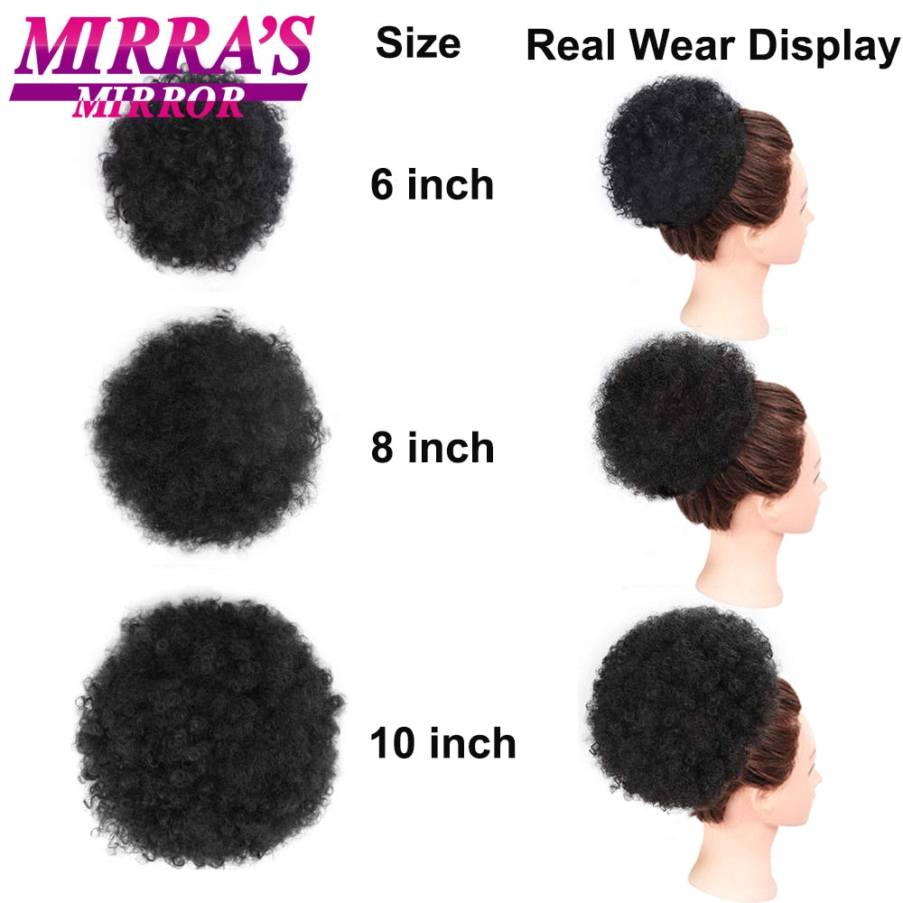 Afro Puff Drawstring Ponytail Hair 10 Inch Short Afro Kinkys Curly Afro Bun Extension Hair