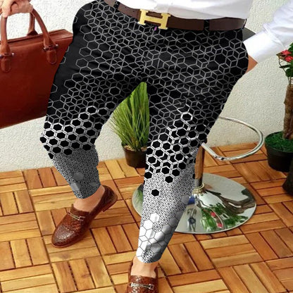 Mens Clothes Streetwear  Casual Men Pattern Printed Pants Pencil Pant Business